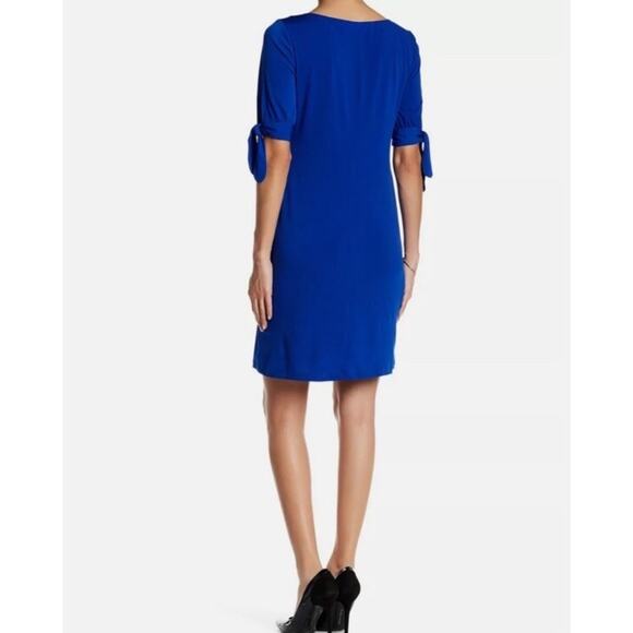 Eliza J Women’s Royal Blue Pullover Sheath Dress Bow Sleeve Lined 10 Cocktail - Picture 2 of 9